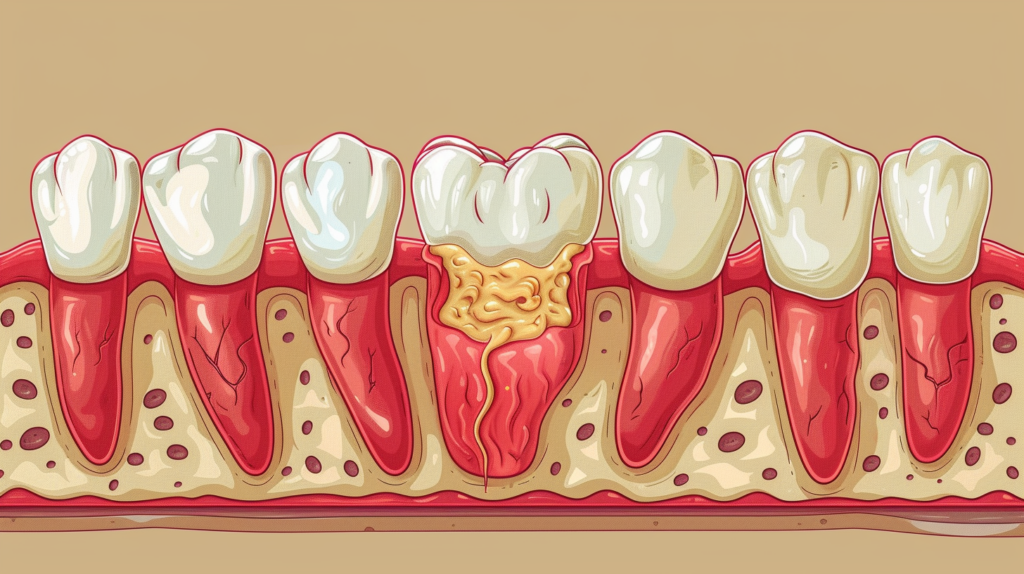 Flat design na naglalarawan ng nana mula sa isang gum abscess