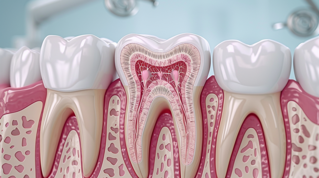 Paglalarawan ng dental jacket crown sa pamamagitan ng flat design