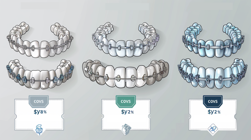 Flat design ng mga uri ng braces